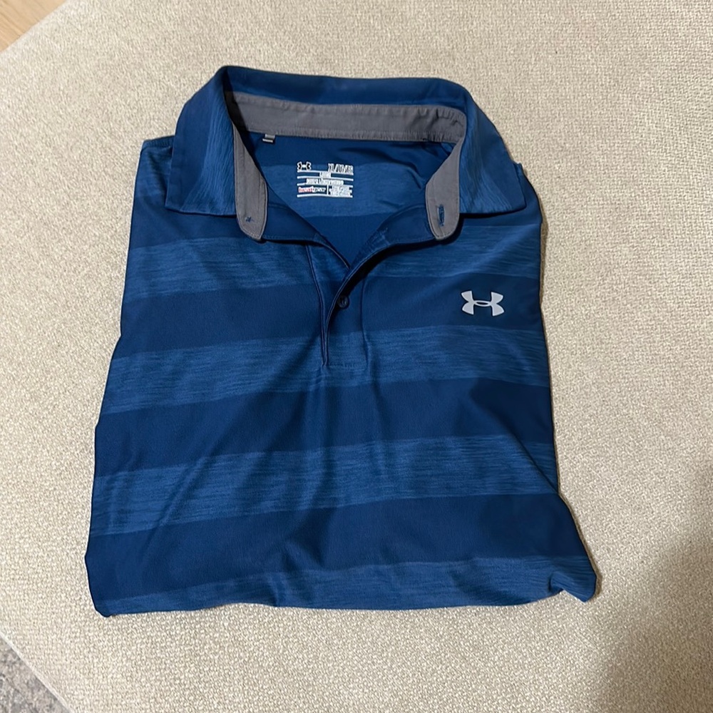 Stripped Blue Under Armour Collared Shirt